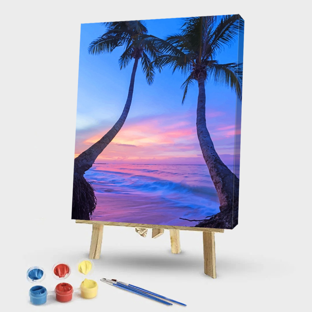 

40*50CM - Paint By Numbers - Seaside Coconut Trees, 501 Original