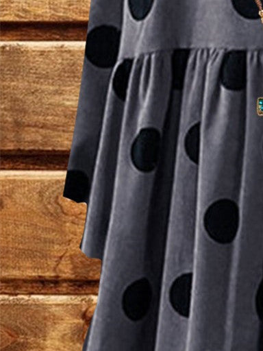 Women Half Sleeve V-neck Solid Color Dress