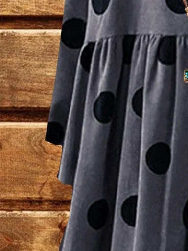 Women Half Sleeve V-neck Solid Color Dress