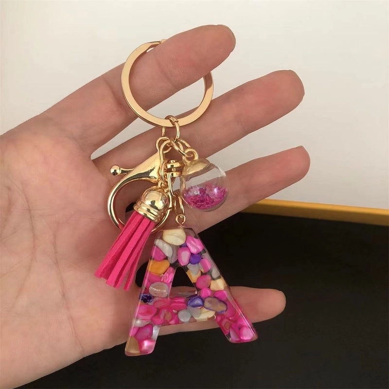 Minimalist Commute Letter Resin Unisex Bag Pendant Keychain