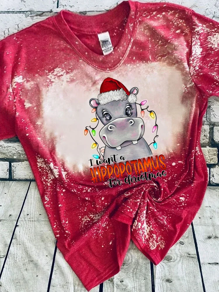 I Want A Hippopotamus For Christmas Tie Dye V-Neck Matching T-Shirt