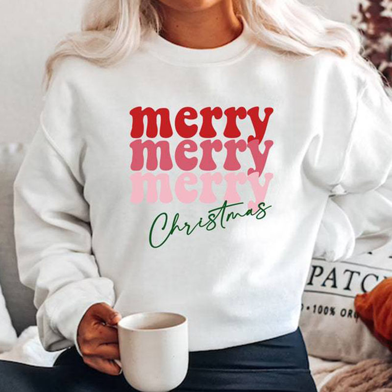 Merry christmas print hoodie