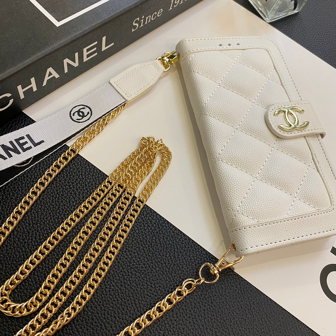 Chanel Genuine Leather Wallet Leather Crossbody Bag Apple iPhone Case