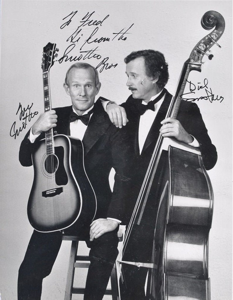 THE SMOTHERS BROTHERS Signed Photo Poster painting x2 Tom Smothers & Dick Smothers wcoa