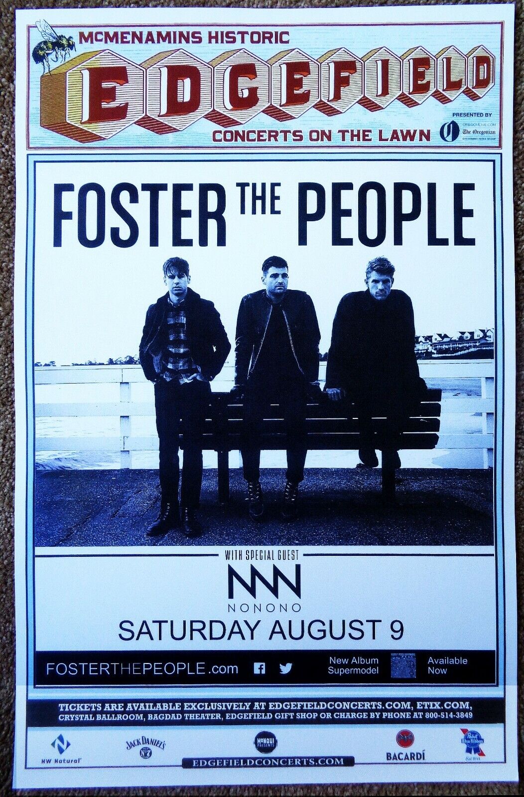 FOSTER THE PEOPLE 2014 Gig POSTER Edgefield Portland Oregon Concert