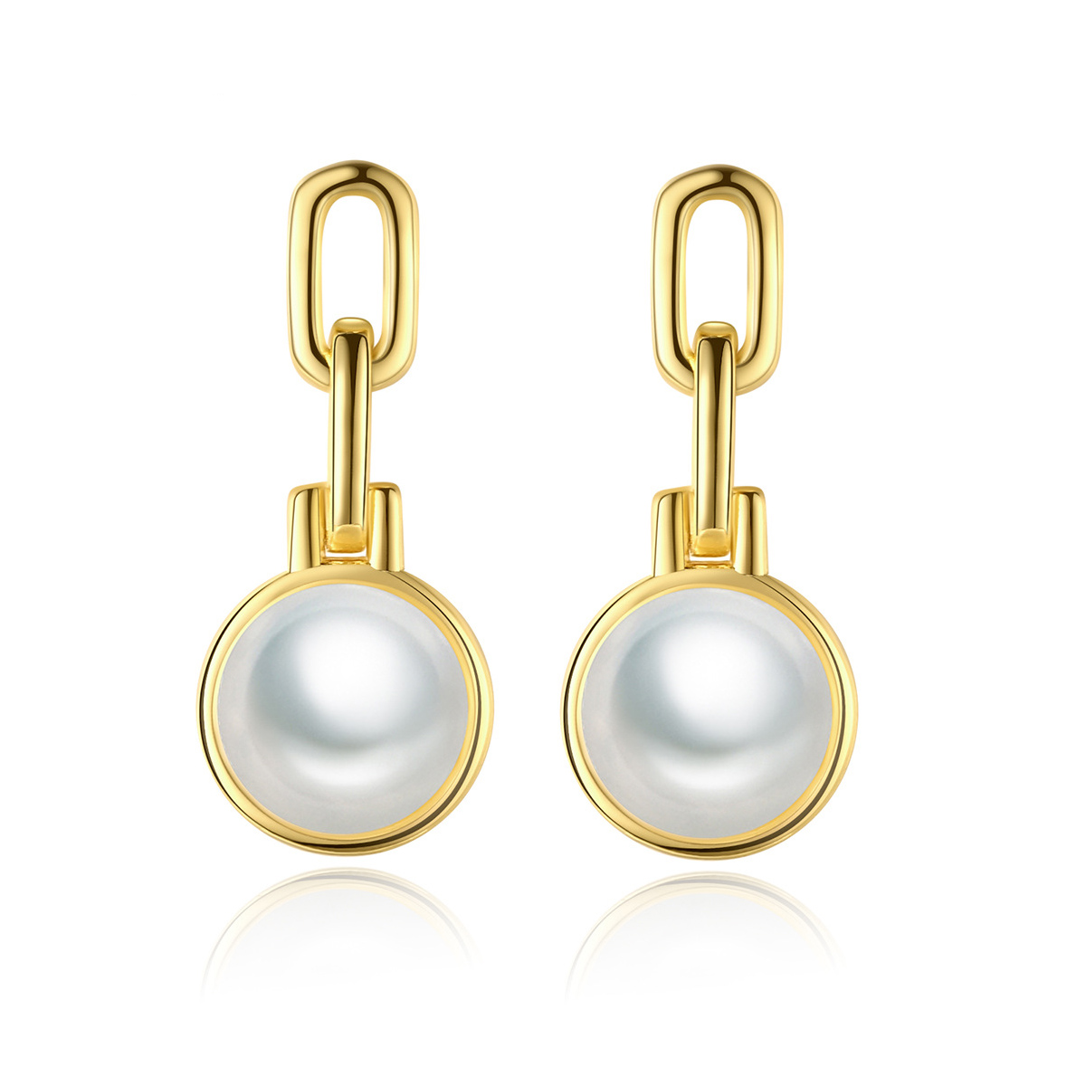 MIKAMU S925 Sterling Silver Shell Pearl 5A Cubic Zirconia Pearl Earrings for Women Girls Jewelry Gift