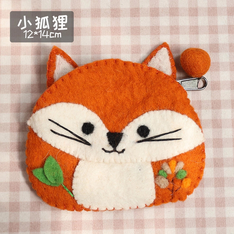 Unisex Animal Cartoon Wool Felt Zipper Coin Purses