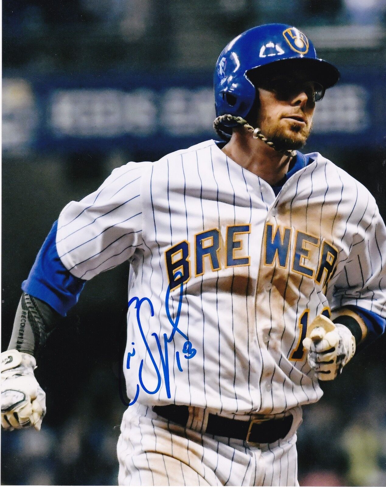 ERIC SOGARD MILWAUKEE BREWERS ACTION SIGNED 8x10