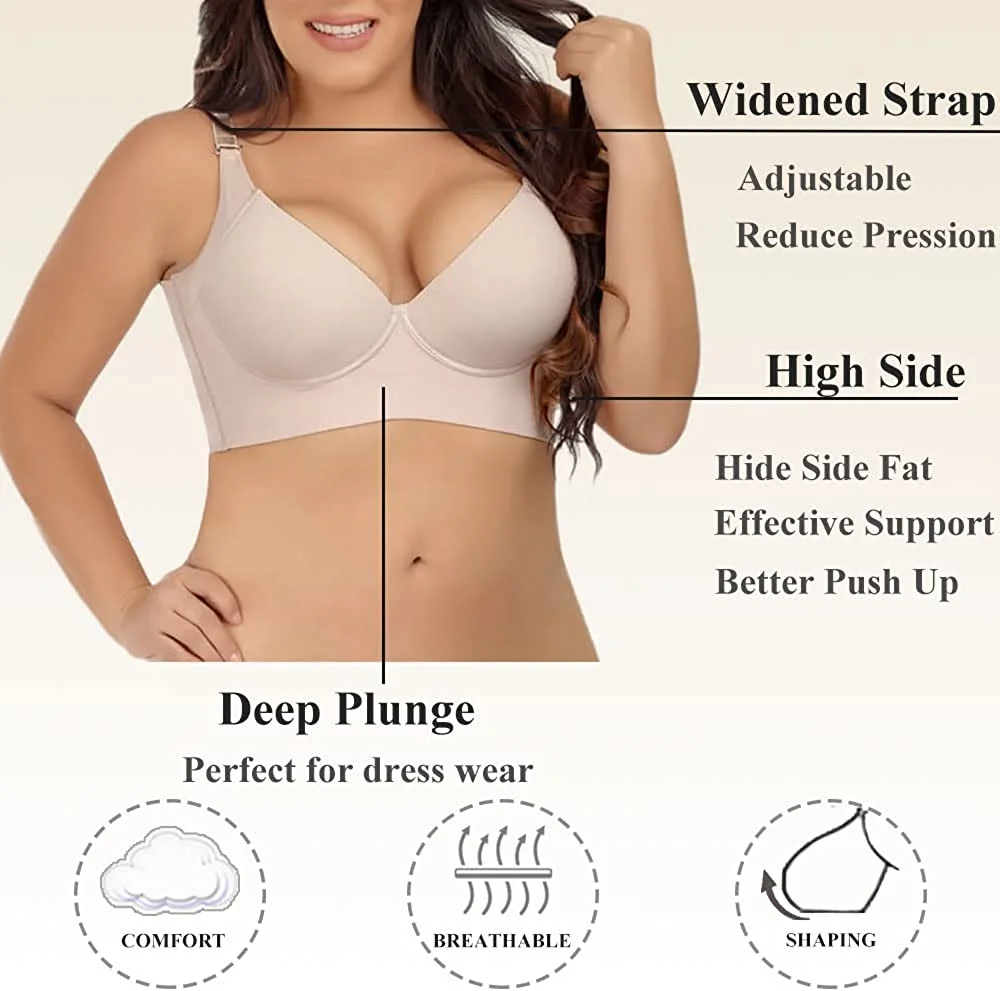 Deep Cup Bra Hide Back Fat With Shapewear Incorporated-Nude（Buy 1 Get 1 Free）