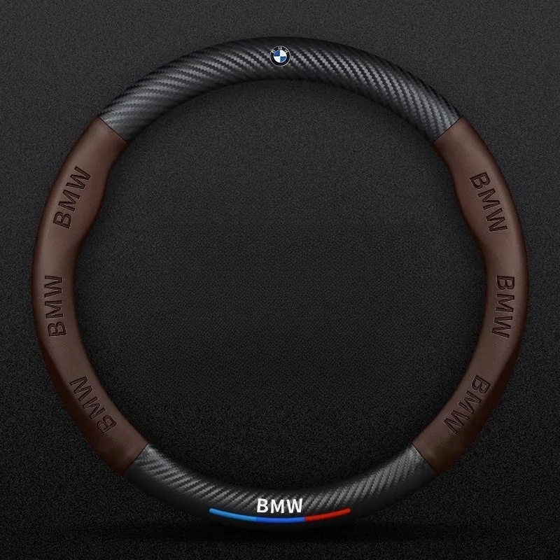 Customized carbon fiber suede steering wheel cover with car logo