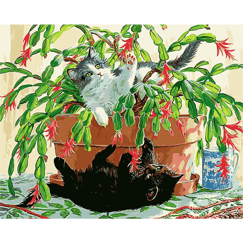 

40*50CM Paint By Numbers-Potted Catsed, 501 Original