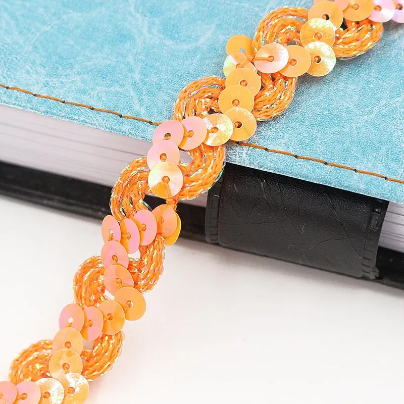 5Meters 1.5cm Loose Round Flat Sequins Laser Giltter Paillettes Sequins for Crafts Sewing on Cloth Accessory Sequin Trim