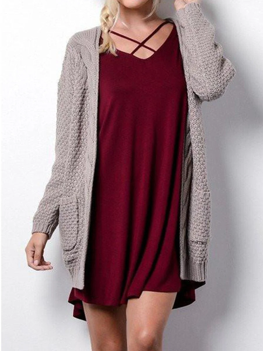 Solid Color Knitting Sweater Cardigan