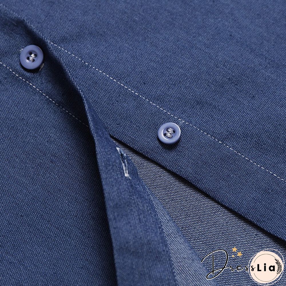 Women Long Sleeve Shirt Elegant Blouse Tunic Bow Tie Denim T-Shirts Plus Size