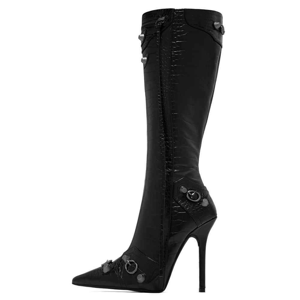 Black High Heel Pointed Toe Sexy Boots