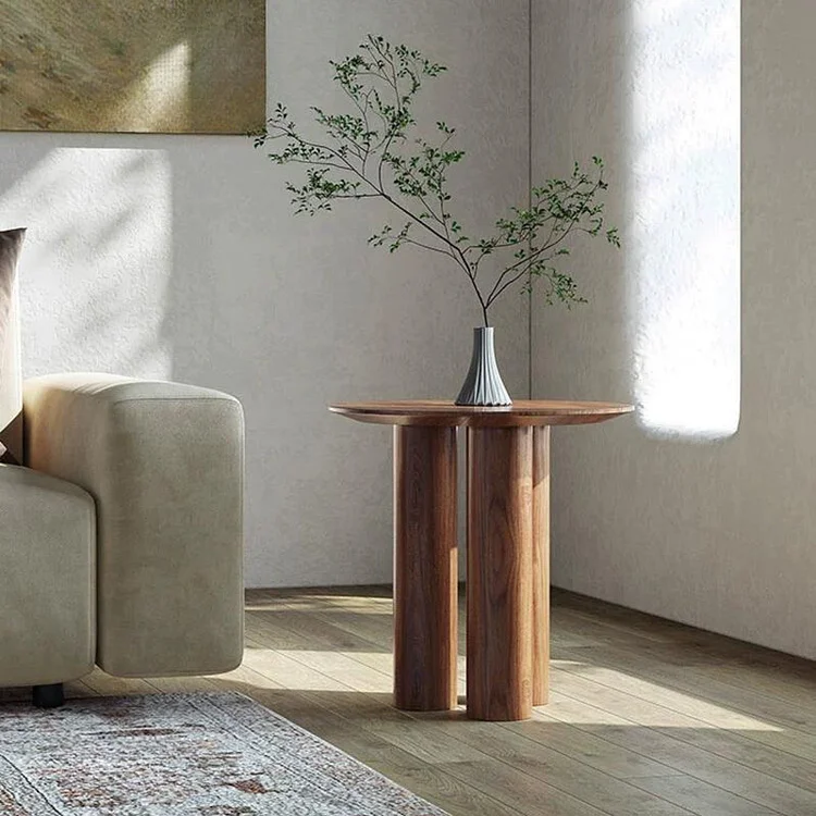 SIDE TABLE ROUND WALNUT TABLE