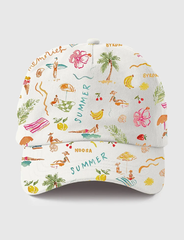 Summer Memories Fruity Cocktails Tropical Trees Sandy Beaches Hat