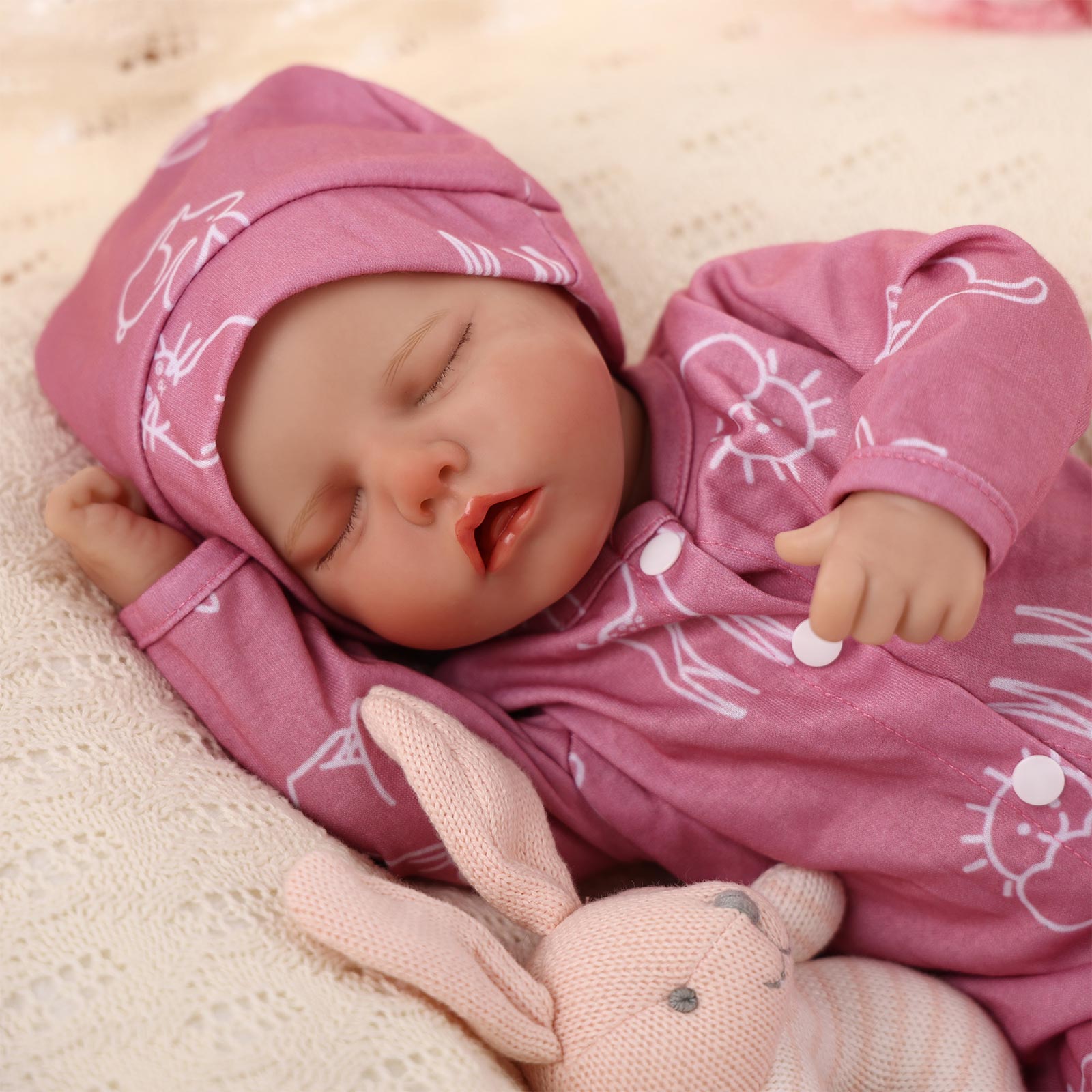 Babeside Sleeping Reborn Baby Twinnie 17' Little Infant Girl Healing of the Heart Heartbeat and Coos