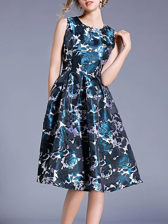 Fancy Waistband Jacquard Dress with Sleeveless Vest