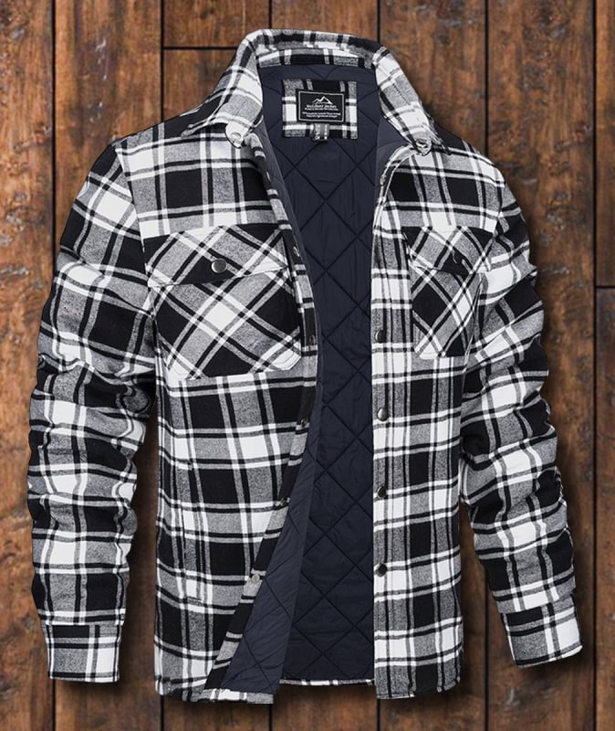 men's autumn and winter plaid long-sleeved loose jacket