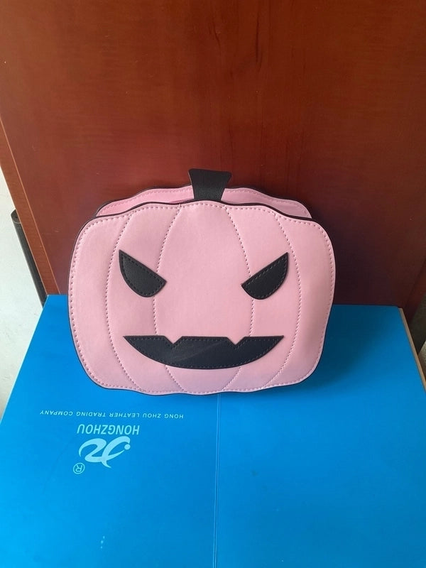 Halloween Women’S Small PU Leather Pumpkin Streetwear Zipper Chain Bag