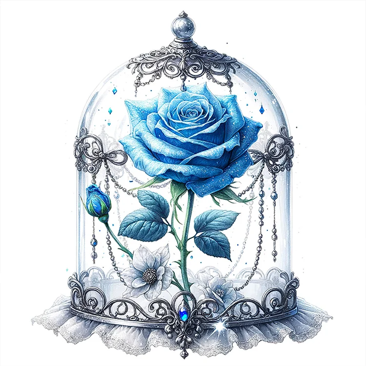 【Huacan Brand】Gorgeous Blue Rose 11CT Stamped Cross Stitch 40*40CM