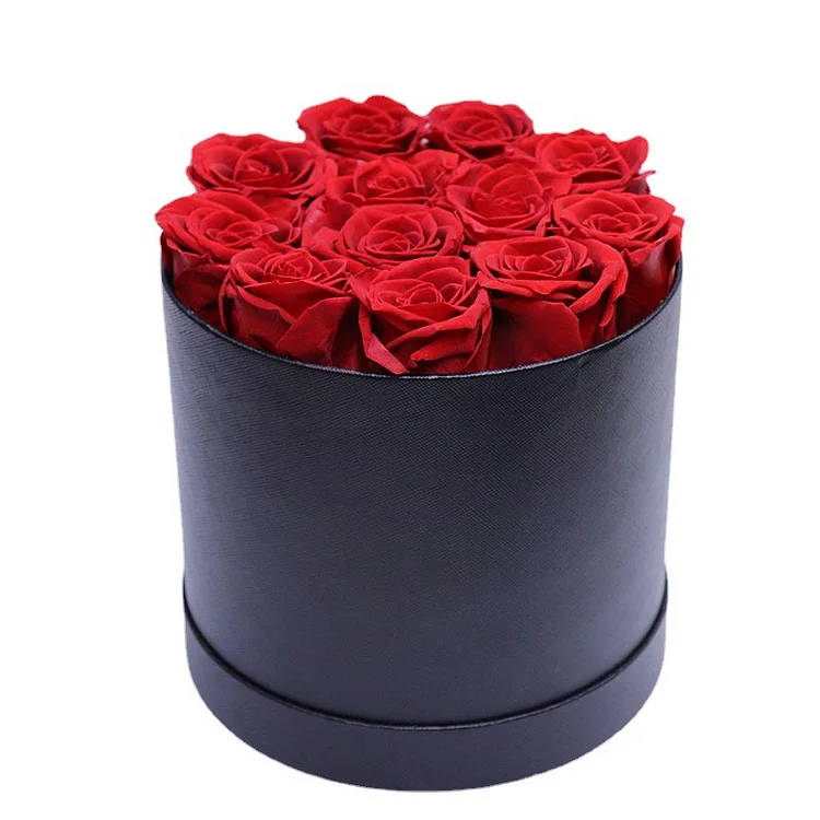 12 Roses Black Hug Bucket Valentine's Day Gift Everlasting Flowers