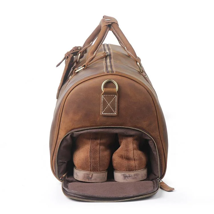 Men's Vintage Handmade Leather Duffle Sports Shoulder Bags