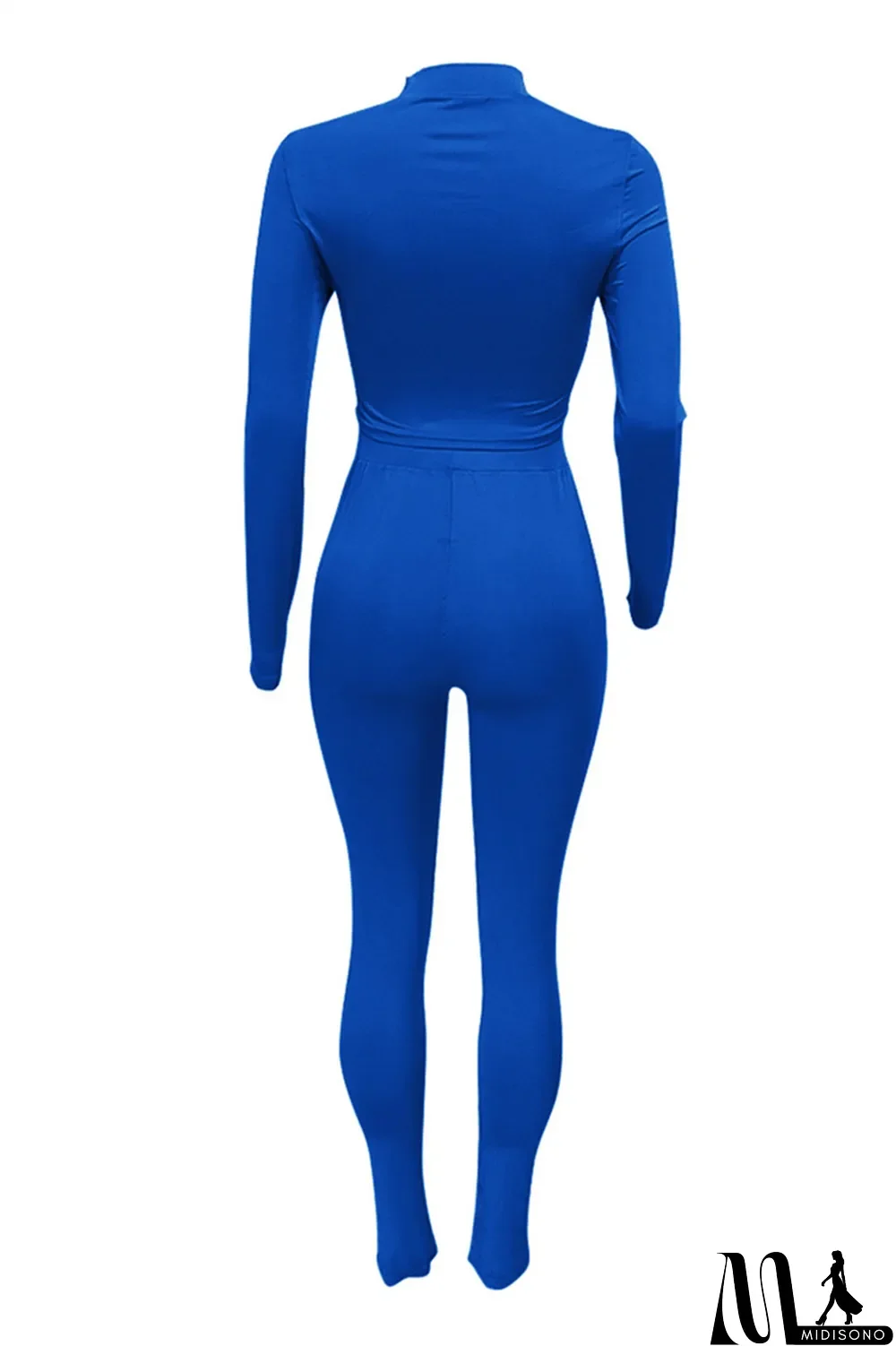 MidiSono - White Sexy Casual Solid Bandage Turtleneck Long Sleeve Two Pieces