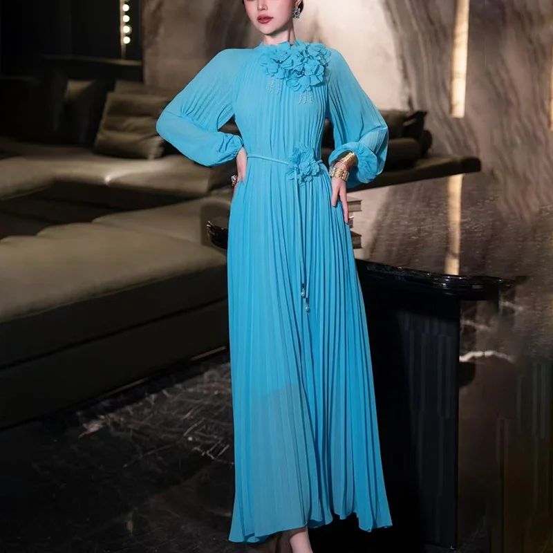 Brownm Brownm Temperament Casual Dress Woman 2025 Spring New Fashion Flower Tie Splicing Design With A Sense Of Body Dress Dress Woman