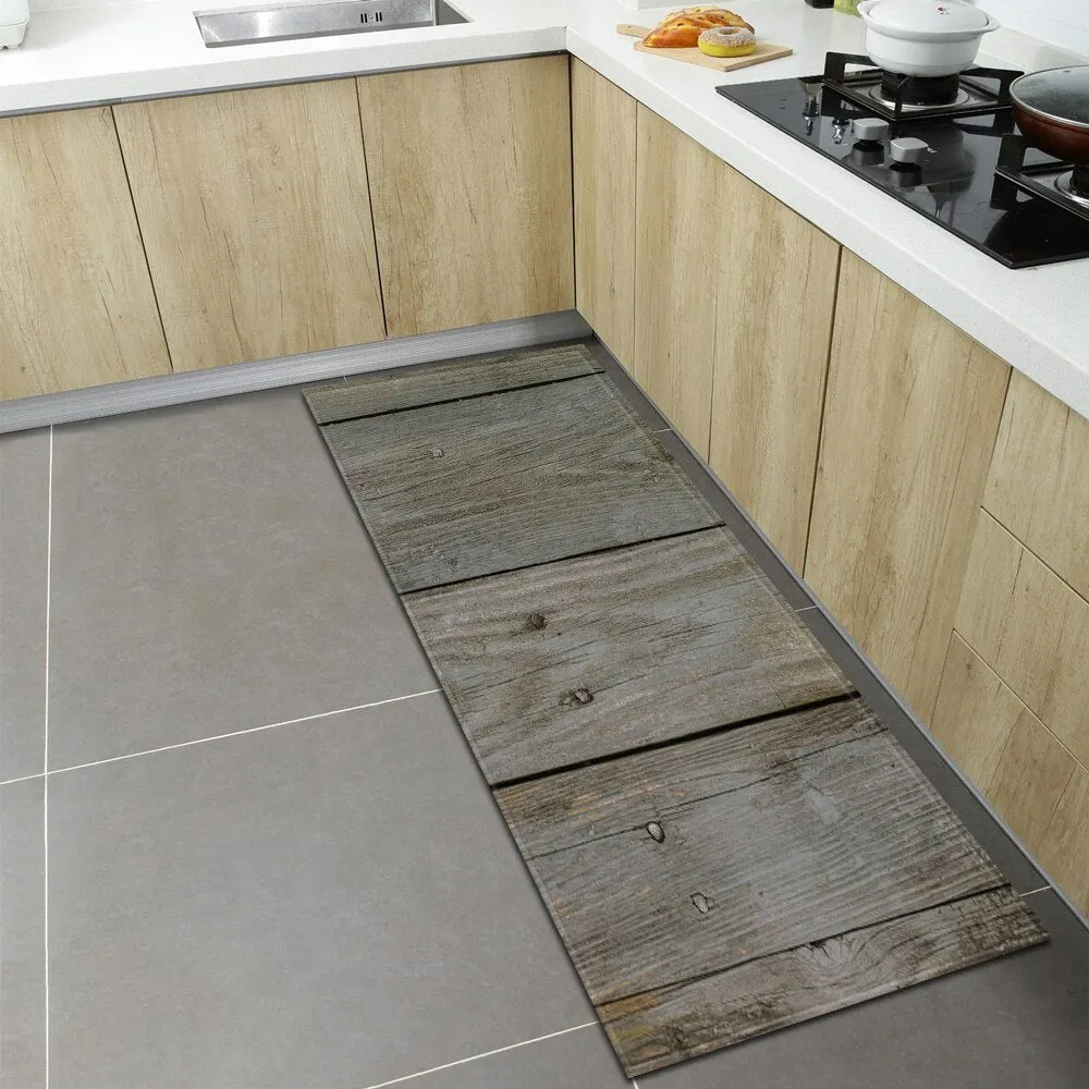 Wood Grain Kitchen Rugs Home Entrance Doormat Bedroom Living Room Decoration Carpet Hallway Balcony Bathroom Anti-Slip Floor Mat
