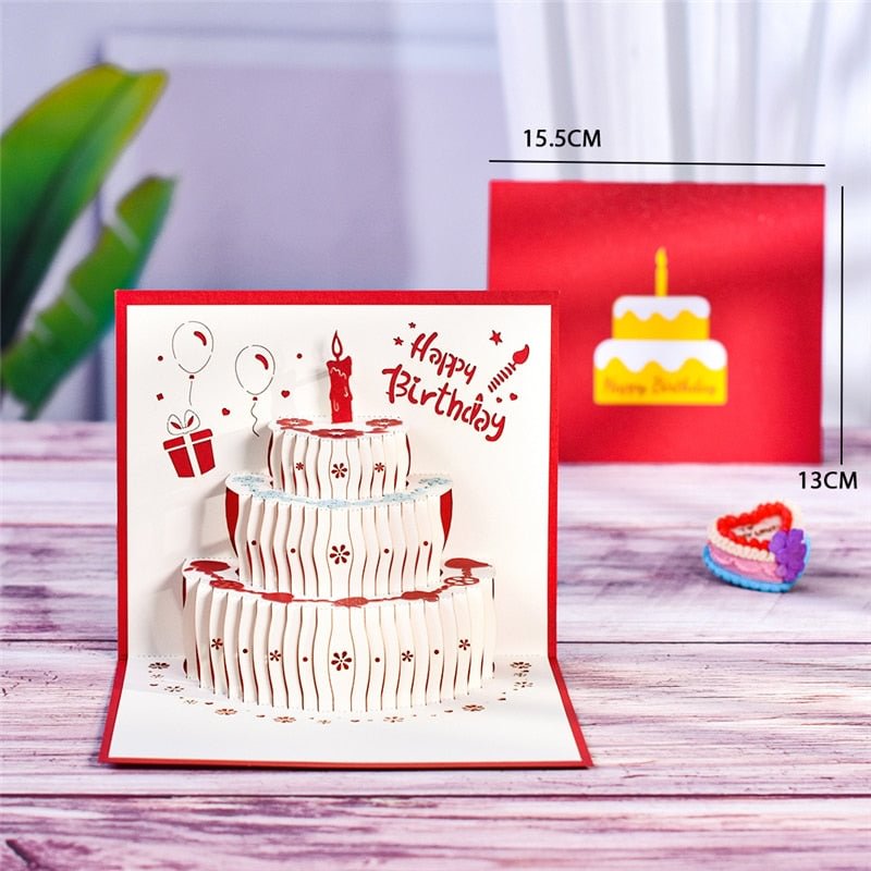 10 Pack 3D Happy Birthday Card Pop-Up Cards for Kids Mom Greeting Cards with Envelope Handmade
