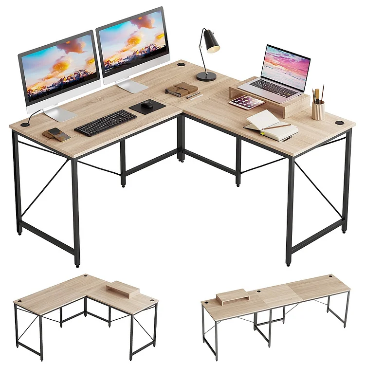 Bestier 95.2 inch L-Shaped Computer Desk