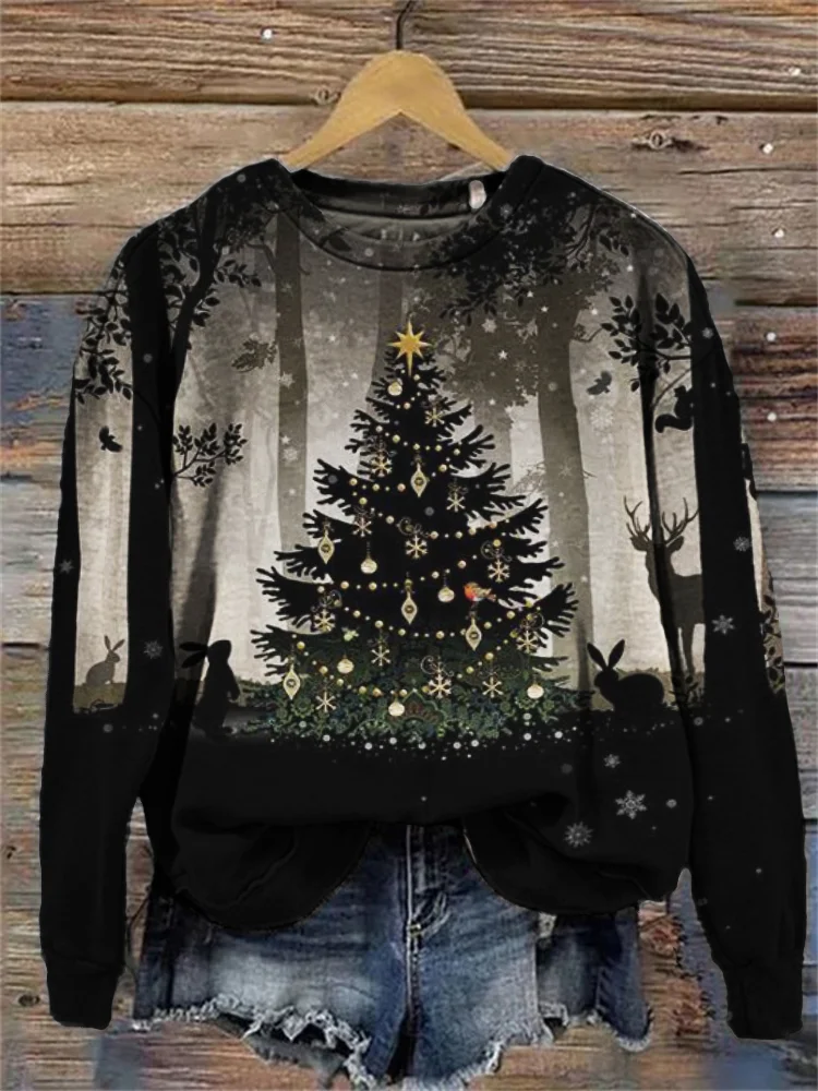 Comstylish Forest Christmas Tree Art Comfy Sweatshirt