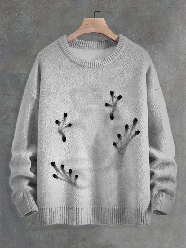 Men's Funny Trapped Frog Art Print Knit Sweatshirt