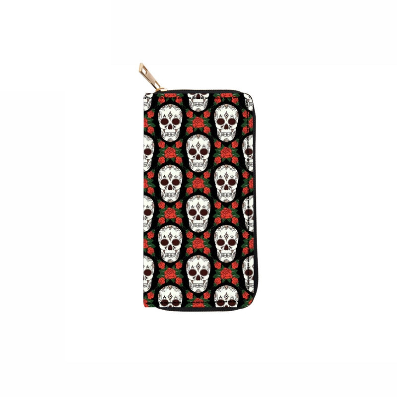 Unisex Printing Skull Pu Leather Zipper Wallets