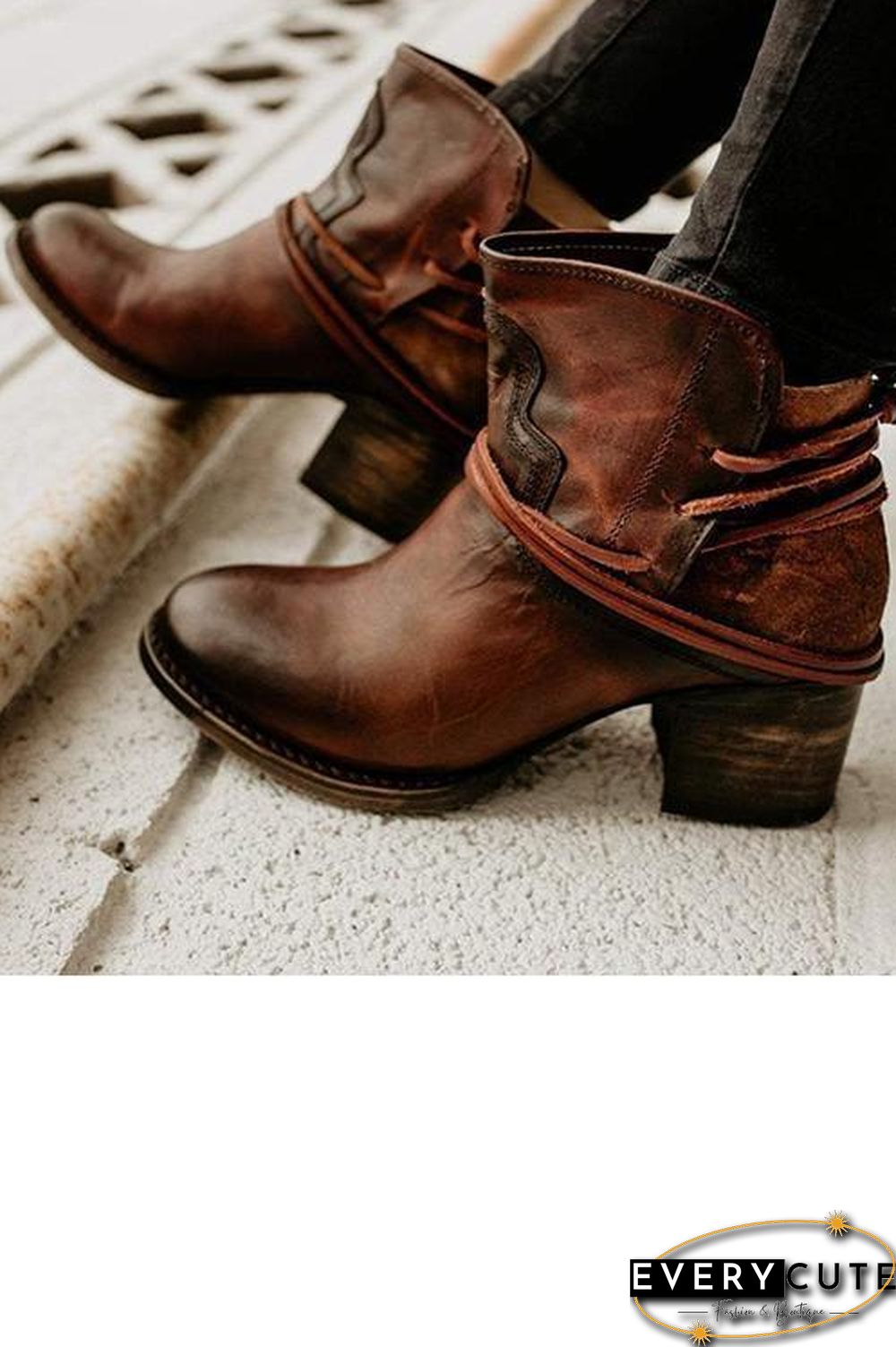 Lace Up Chunky Heels Ankle Boots