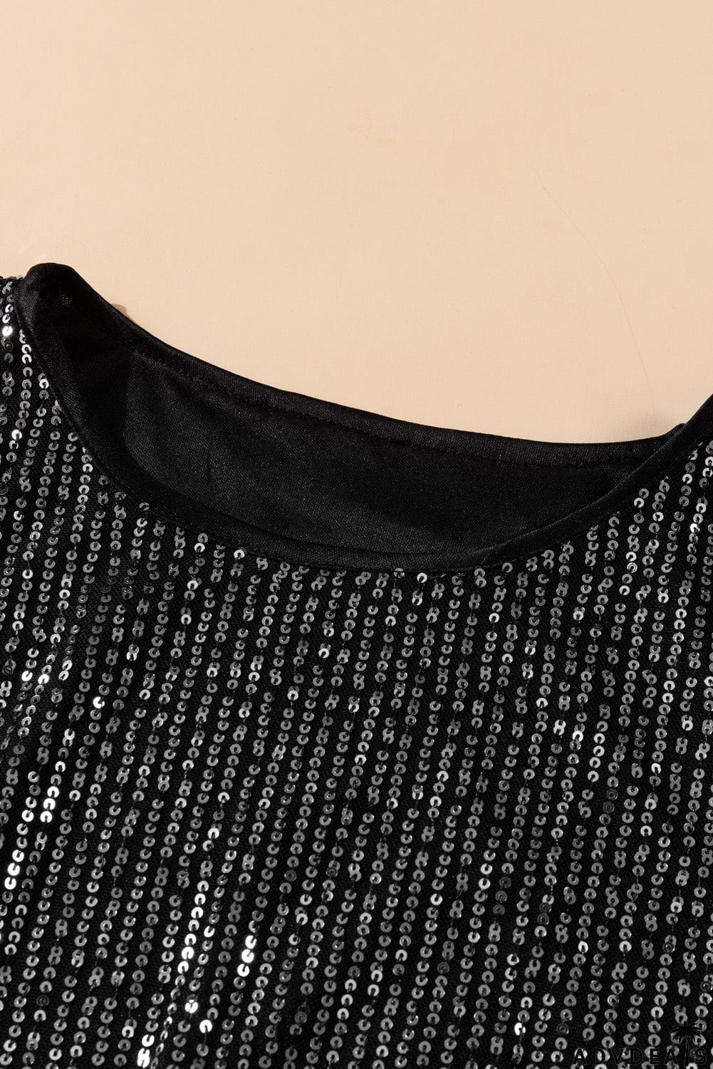 Wine Red Loose Long Sleeve Sequin Dress with Sash