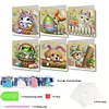 (US Only)6PCS DIY Easter Pattern Rhinestone Diamond Art Mosaic Postcards for Friends