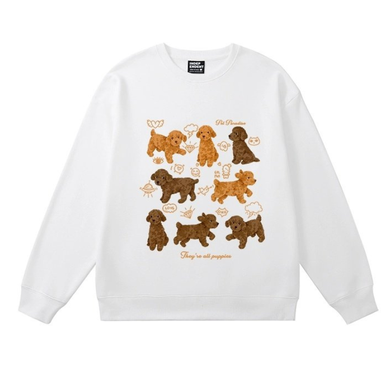 Women Cute Running Puppy Printing Sweatshirt