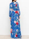 Floral Printed Bandage Long Sleeves Maxi Dresses