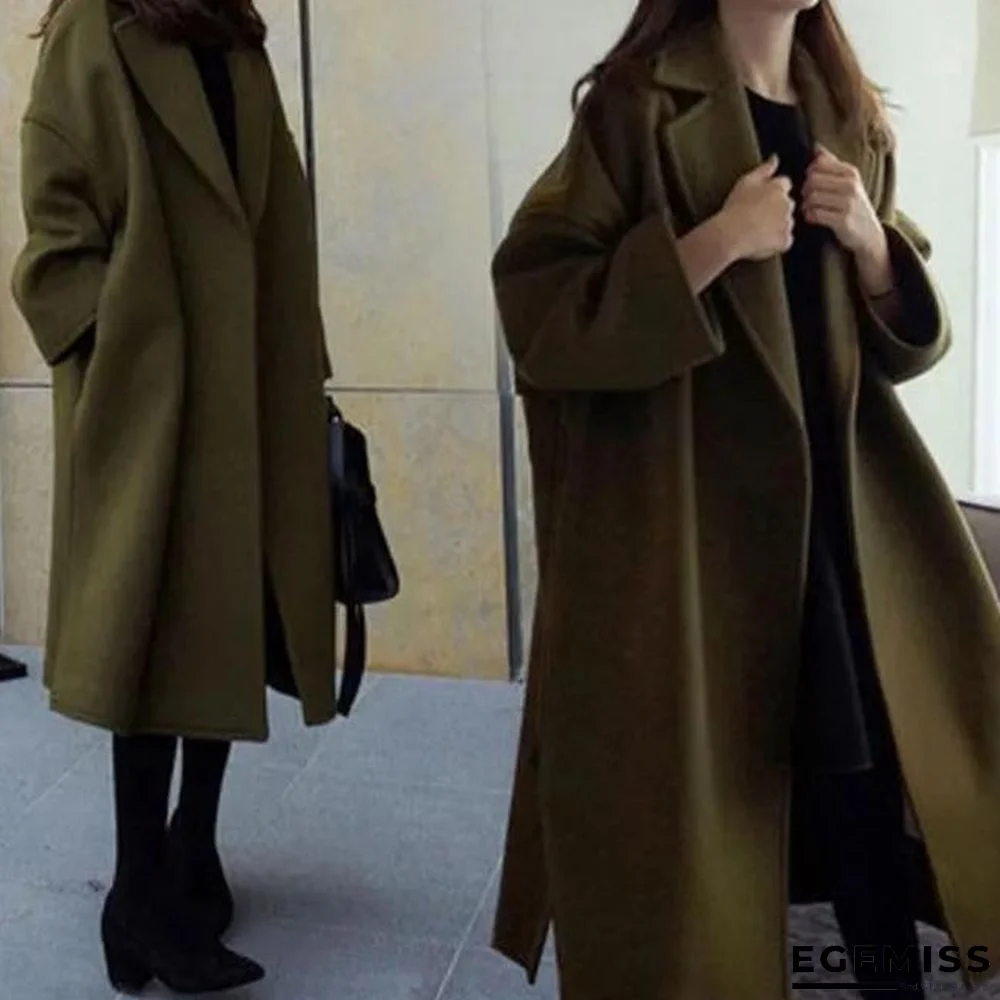 Autumn And Winter Woolen Loose Medium and Long Coat Women | EGEMISS