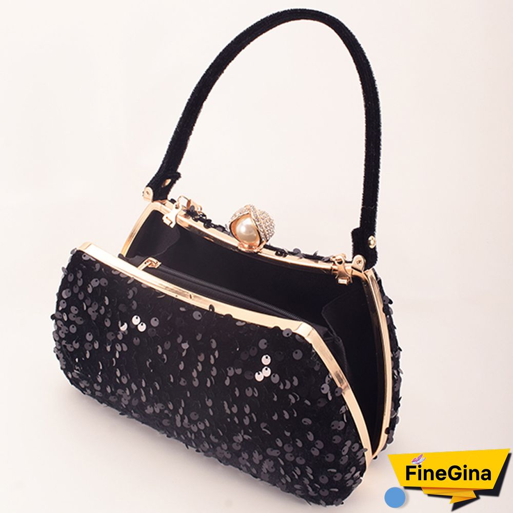 Black Formal Patchwork Sequins Bags