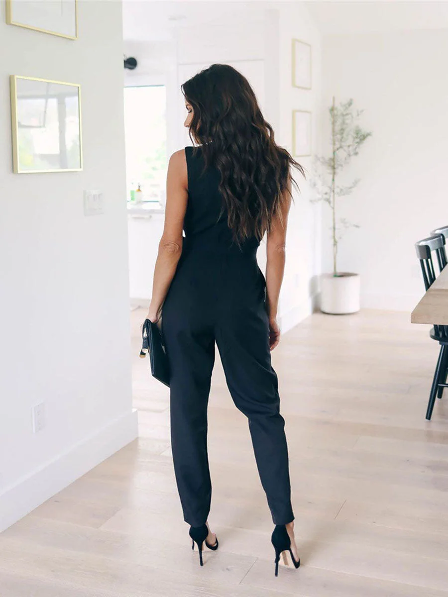 V-Neck Lace Jumpsuits