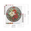 Vitrail de Noël fleurs rouges-perceuse ronde peinture diamant-30*30cm