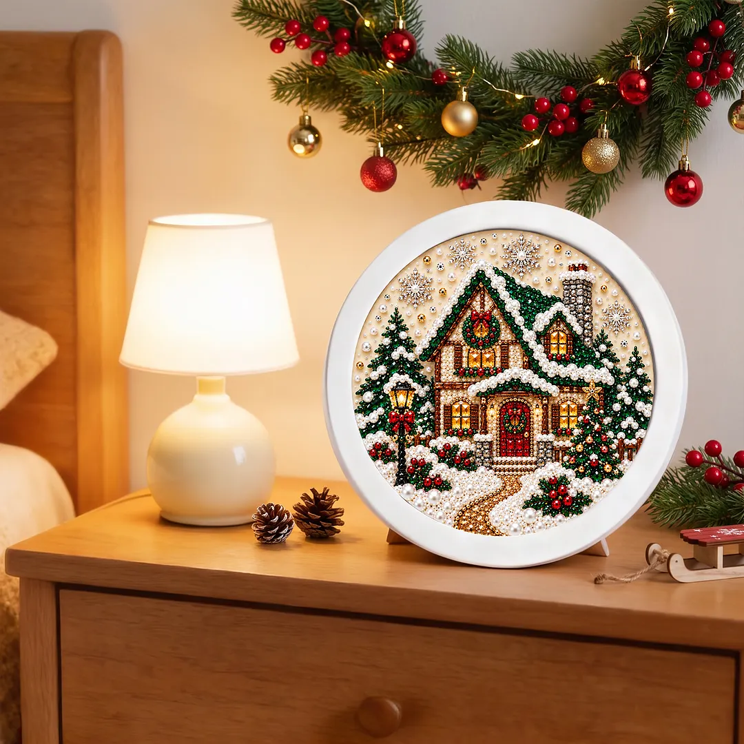 Framed Pearl Painting Kit Christmas House 7.87x7.87in