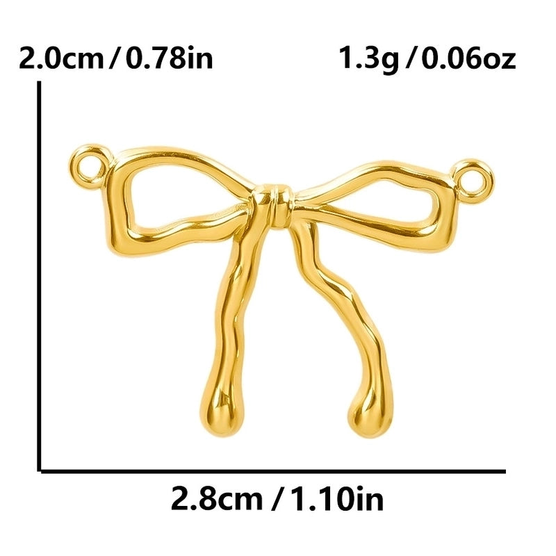 5 Pieces 28*20mm 28*42mm 33*29mm 304 Stainless Steel 18K Gold Plated Bow Knot Polished Pendant