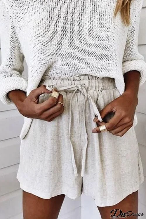 Elastic Waist Linen Shorts