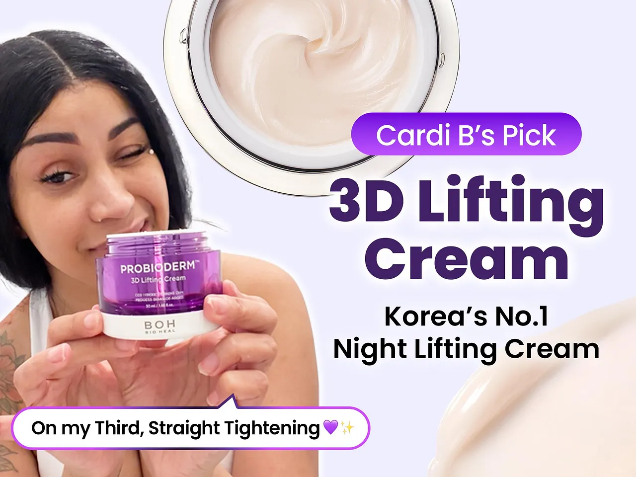 [Cardi B Pick] BIOHEAL BOH Probioderm 3D Lifting Cream 1.7 fl oz | Advanced Korean Facial Night Cream with 17-Peptide Complex & Probioderm for Wrinkles on Face and Neck, Butter-Rich Texture for Perfect Slugging | Mother's Day Gift