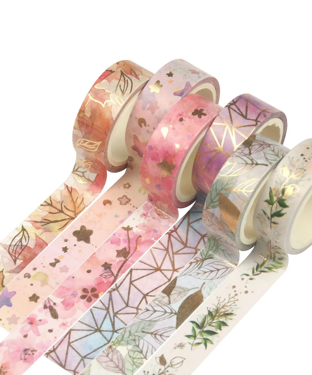 6 Rolls Spring Flower Gilded Washi Tape Set-Himinee.com